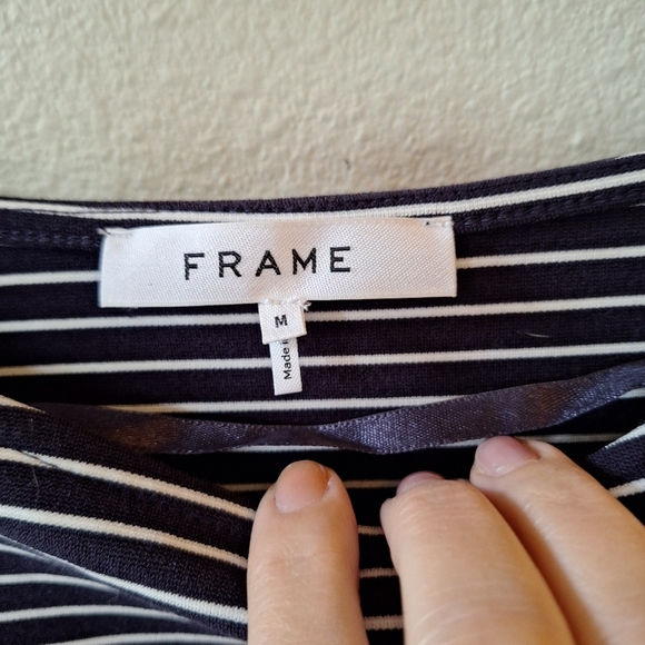 Frame Womens Navy/White Striped Flare Sleeve Top Nautical Size M - Picture 2 of 5